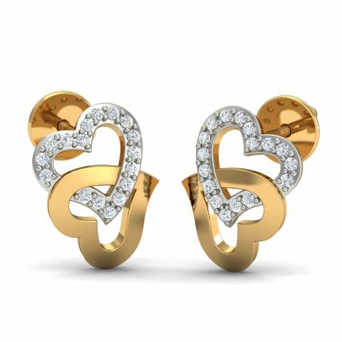 Studded Heart Stud Earrings - KuberBox.com