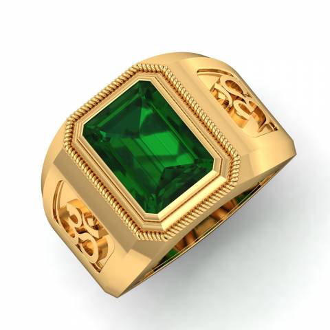 Men's Custom 14k Yellow Gold Emerald & Round Diamond Ring - Kappy's Fine  Jewelry | West Palm Beach Jewelry | Wellington Jewelry